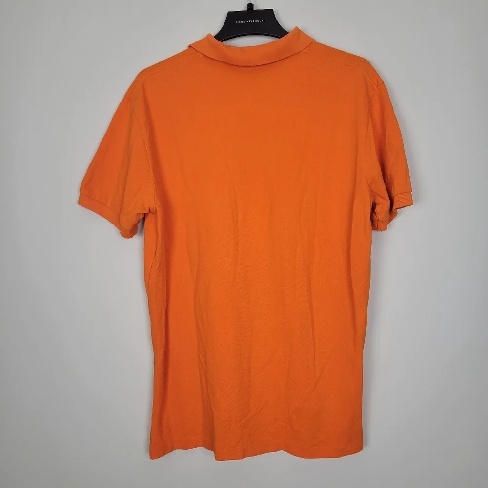 Polo Ralph Lauren Men's L 100% Cotton Solid Orange 2 Button Short Sleeve Polo